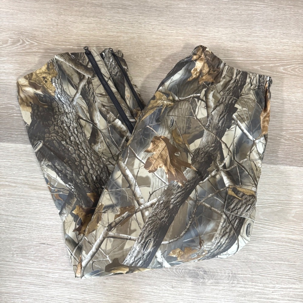 Vtg Field & Stream Cargo Pants Mens XL Realtree Hardwoods Camo Side Zip Hunting